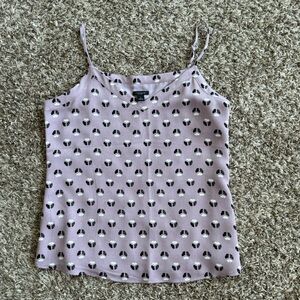 Ann Taylor Lilac Pink Floral Dot Spaghetti Strap Cami